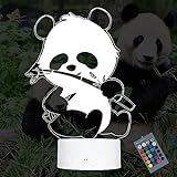 Yelyung Panda Nachtlicht,Panda 3D Nachtlicht Für Kinder,Panda 3D Led Illusionslampe,Kinder Lampe,Fernbedienung 16 Farbwechsel Dimmbar Kinder Schlafzimmer Dekor lampe,Panda Toy,Geschenke fü