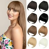 Luxiremi Clip in Pony Dunkelbraun Face Pony Clip in Fringe Bangs Extension Dick Fake Clip Pony Haarteile für Damen F