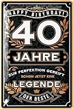 LANOLU Blechschild Schild 40 Geburtstag - SCHILD 40 JAHRE LEGENDE - Geschenke für den 40 Geburtstag Mann, lustiges Schild 40 Geburtstag Deko als lustige Geburtstagskarte - Metallschild 20x30