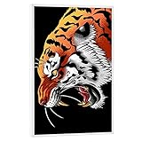 artboxONE Poster mit weißem Rahmen 90x60 cm Tiere Tiger Tattoo - Bild Tiger Attack C