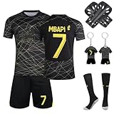 Fußball Trikot Kinder,Fußballtrikots Fussball T-Shirt Shorts Fussball Trikot Kinder Set mit Schienbeinschoner Socken Schlüsselanhänger für Jung