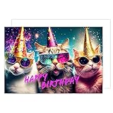 Edition Seidel Premium XXL Maxi Glückwunschkarte zum Geburtstag mit Umschlag Format DIN A4. Geburtstagskarte Grußkarte Karte Katzen Party Sprüche (A4-G3504)