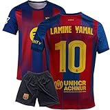 IHIMI Lamine Yamal Trikot Kinder Set 2026 Barcelona Heimtrikot Blau Rot mit Shorts Kompatibel mit Yamal Fans Trikot für Kinder Jungen 152