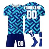 Generisch Personalisiert Fußball Trikot mit Eigenem Namen/Nummer für Herren/Kinder, Hause/Auswärts Fussball Trikot Shorts Komplettset Trainingsanzug