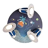 Elobra Deckenlampe Astronauten, Weltraum, Weltall Tiere Kinderzimmer Wandlampe Kinderlampe, Rondell mit 3 schwenkbaren Spots, Blau, Mädchen und Jungen, mit E14 Fassung