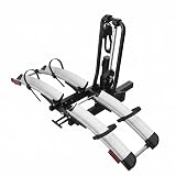 Teraysun Aluminium 2 EBike Rack mit Rampe, 63,5 kg Kapazität Elektrofahrradträger Faltbare Plattformhalterung, 5,5 Zoll Schiene, inklusive Anti-Rasselvorrichtung, schnelle Installation ohne Werkzeug,