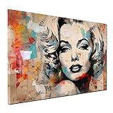 Kunstwelten24 Wandbild Leinwandbild Cool Marilyn Monroe Star Abstract Style Kunstdruck Raum- und Wanddekoration XXL