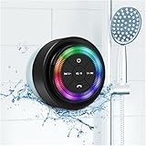 Xleader Mate Dusche Bluetooth Lautsprecher klein, Zertifiziert IPX7 Wasserdicht Bluetoothbox, Mini Music Box Lautsprecher Mit Licht, Saugnapf und Mikrofon, Kristall Sound und Bass, Musikbox Geschenk