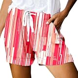 Rock-Shorts für Damen, bestickt, trendige Jogger, Jeggings, weich, Skinny mit Taschen, Sommer, flexibel, rot, XXL