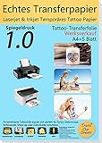 TransOurDream Inkjet/Laser Tattoo Papier A4X5 Blatt DIY Folie Zum Bedrucken,Spiegeldruck,für Kerzen, Temporäres,Decal für Tintenstrahldrucker/Laserdrucker, T