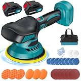 Akku Poliermaschine, Auto Poliermaschine Kompatibel mit Makita 18V Batterie, Exzenter Poliermaschine mit 2 3.0Ah Batterie, Akku Wachsmaschine für Autodetailing, Autoreinigung