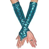 Boland 51027 - Handschuhe Meerjungfrau, für Erwachsene, Einheitsgröße, Schuppenmuster, Unterwasserwelt, Accessoire, Mottoparty,
