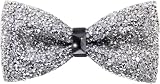 Johiux Glitzer Fliege Herren,Fliege für Karneval,Halloween, Fasching,Silvester,Hochzeit,Glitzer Kostüm Accessoire,Outfit Herren Damen Glitzer Accessoires,Zylinder Hut Herren Accessoires(Silbrig)