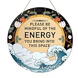 Positive Energy Decor Holzschild zum Aufhängen für Zuhause, Yoga, Zen, Studio, spirituelles Zimmer, Büro, Klassenzimmer, Affirmationen, Wanddekoration, 26,7 x 26,7 cm, Einweihungsgeschenk fü