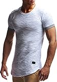 Leif Nelson T-Shirt Herren Sommer Rundhals-Ausschnitt (Grau, Größe L), Regular Fit Herren-T-Shirt 100% Baumwolle, Casual Basic Männer T-S