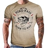 GASOLINE BANDIT Original Biker Racer T-Shirt im Retro Vintage Used Look : Road Rash - Born to R