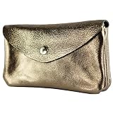 modamoda de P11 Damen Leder Geldbörse Portemonnaie Medium Handmade in Italy, Farbe:Altgold-M