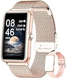 Smartwatch,1.57 Zoll Touchscreen Fitness Armbanduhr, Fitness Tracker mit Pulsuhr, IP68 Wasserdicht Sportuhr mit Schrittzähler Schlafmonitor, Smart Watch für Damen Herren für Android iOS (Gold)