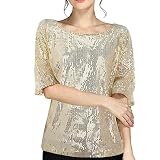 Tshirt Damen Oversized Y2K - Casual Bluse Tops Einfarbig Elegante Hohle Spitze Basic Baumwolle Tunika Tops Lose V Hals Damen T Shirt Bunte Drucken Tops Sportshirt Baumwolle Stretch S