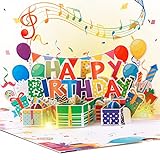 PAIRIER Geburtstagskarte mit Musik und Licht Happy Birthday, Pop Up Karte Geburtstag, Geburtstagskarte 3D, Geburtstagsgeschenk für Kinder Frau M