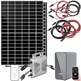 revolt Solar Komplettset: Solar-Set: WLAN-Mikroinverter mit 2,24-kWh-Akku & 2x 425-W-Solarmodul (Solaranlage mit Stromspeicher, Solar Inselanlagen komplett)