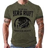 Bergsteiger T-Shirt im Vintage Retro Used Look: Wenn der Berg Ruft… Washed O