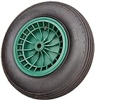 FROSAL Schubkarrenrad 400 mm mit Schlauch | Rad Luftrad Schubkarre | Ersatzrad 4.80/4.00-8 Kunststoff-Felge grün | Reifen 100 mm B