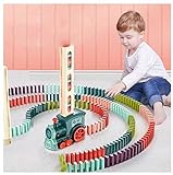 Domino-Zug-Spielzeug-Set. Lustiger und farbenfroher Zug, der Ihr Domino-Rallye-Erlebnis schnell und automatisch für Jungen und Mädchen im Alter von 3 bis 8 Jahren vorbereitet (Blue-180PCS)