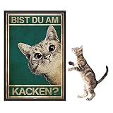 Bist du am kacken Katze Bild Poster, Lustige Wanddekoration für Bad WC Toilette Klo Gäste-WC, mit witzigem Spruch, Vintage Katze Bad Wanddekoration ohne Rahmen Toilette Deko (20cm*30cm) (1)