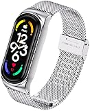 Ainiv Armband Kompatibel mit Xiaomi Mi Band 5 / Xiaomi Mi Band 6/Amazfit Band 5, Verstellbare Fitness Ersatzbänder für Xiaomi Mi Band 5/6 Armband, Ersatzarmbänder (Silber)…