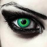 DESIGNLENSES, Gift- grüne farbige Kontaktlinsen ohne Stärke, 1 Paar (2 Stück), für Halloween Karneval Joker Kostüm, weiche Monatslinsen Farblinsen, 'Green Elfe'
