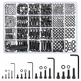 woshilaoDS 1230 Stück M2 M3 M4 M5 Schrauben Set, Zylinderschrauben mit Innensechskant Schrauben Set, Schrauben und Muttern und Unterlegscheiben Sortiment Set, Schwarz Sechskopf Gewindeschrauben S