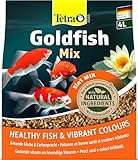 Tetra Pond Goldfish Fischfutter - 3in1 Mix mit Flocken, Sticks und Gammarus für alle Goldfische und Kaltwasserfische im Gartenteich, 4 L B