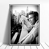 CNHNWJ Marilyn Monroe und James Dean Rauchen in New York City Kunstdruck Retro Leinwand Dekor Wohnzimmer Wanddekoration Monroe Bild Wand Bilder 50x70cm Kein R