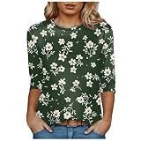 TUQIDEWU Tshirt Damen Kurzarm V Ausschnitt Weiße Bluse Damen Niedlich Grafik Bedrucken luftig Oberteile Frauen Boho Sommerblusen Tee Tops Frauen Vintage Hemd Alltag Bekleidung (Light Green, XXL)