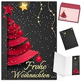BREITENWERK Weihnachtskarten mit Umschlag (15er Set) WEIHNACHTSBAUM - edle Klappkarten - ideal privat und geschäftlich - Frohe W