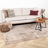 FRAAI | Home & Living Viskose Teppich - Pearl Taupe - 160x230cm - Kurzflor - Uni - Modern - Wohnzimmer, Schlafzimmer - Carp