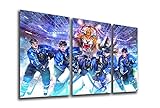 Straubing Eishockey, Fan Artikel Leinwandbild 3Teiler Gesamtmaß 120x80cm, Auf Holzrahmen gespannt, Kein Poster oder billig Plakat, Must Have für echte F