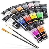 OfficeTree 14 x 100 ml Acrylfarben Set - Acrylfarben Wasserbasis - Acrylic Paint Set - Künstlerbedarf Acrylfarben - Farben für Leinwand - Acryl Farben Set - Plakafarbe - Acrylfarbe Künstlerb