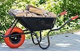 TIREX by xonic® Schubkarre mit Stahlfelge – Verzinkte Wanne bis 250kg/ 100l - Robuste Ausführung für Garten und BAU – Schieb-Karre mit PU Vollgummi-Rad (Rot- Schwarz)