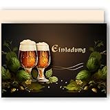 10x Einladungskarten Bier Hopfen mit Umschlägen Klappkarten Einladung Männer Erwachsene Party Geburtstag Umschläge elegant Hochzeit Jubiläum 20 30 40 50 60 70 80 90 Oktob