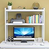 Desktop-Bücherregal für Computertisch – 2-stufiges Mehrzweck-Schreibtisch-Organizer-Aufbewahrungsregal, verstellbares Arbeitsplatten-Bücherregal, Desktop-Organizer-Reg