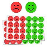 600 Stück - Glücklich/Traurig Smile Aufkleber Sticker Belohnungssticker - 25mm, Rot/Grü