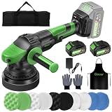 Ginour Poliermaschine Akku 21V mit 2x3Ah Akkus, 900W Bürstenlosen Motor, Exzenter Poliermaschine 15mm 3-Geschwindigkeiten, 2000-6000 RPM, 125mm Polierschw