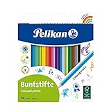 Pelikan 724013 - Buntstifte sechseckige Holzstifte Packung mit 24 Farb