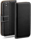 moex Klapphülle für HTC Desire 626G Hülle klappbar, Handyhülle mit Kartenfach, 360 Grad Schutzhülle zum klappen, Flip Case Book Cover, Vegan Leder Handytasche, Schw