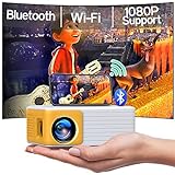 Beamer Klein, WiFi Bluetooth Projektor Full HD 1080P Unterstützt, YOTON Video Beamer Handy Kompatibel mit USB/HDMI/AV, Mini Projector für Handy iOS und Android/PC/PS4/PS5/Xbox Portable Projek