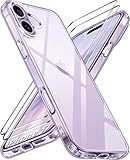 ivoler Nie Vergilbung Klar Hülle für iPhone 17 6,3 Zoll, mit 2 Stück Panzer Schutz Glas, Militärischer Schutz Stoßfest Transparent Schutzhülle Durchsichtige Case Handyhü