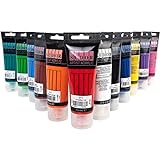 Acrylfarben-Set 12 Farben 75 ml. Wasserfeste Acrylfarbe zum Bemalen auf Holz, Leinwand oder Stein. Für Kinder Hobbymaler und S