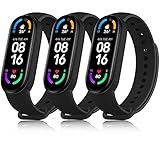 Yisica 3 Pack Armband Kompatibel mit Xiaomi Mi Band 5 / Xiaomi Mi Band 6 / Amazfit Band 5, Weiches Silikon Verstellbare Fitness Ersatzbänder für Xiaomi Mi Band 5/ Mi Band 6 Armband (DREI Schwarz)